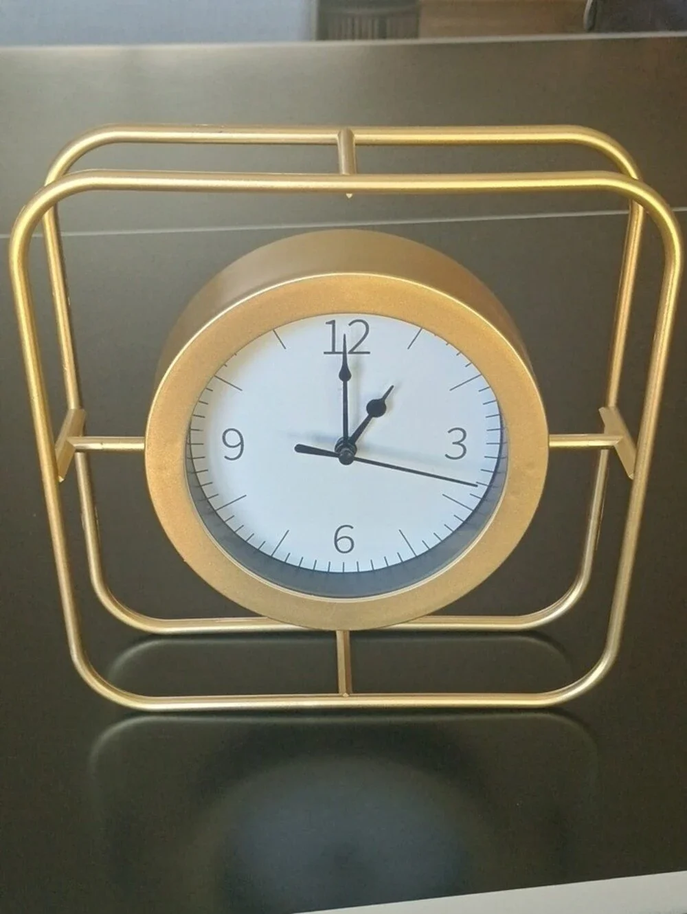 Modern Gold Square Wall Clock Or Stands By It's Self - Minimalist Home Decor